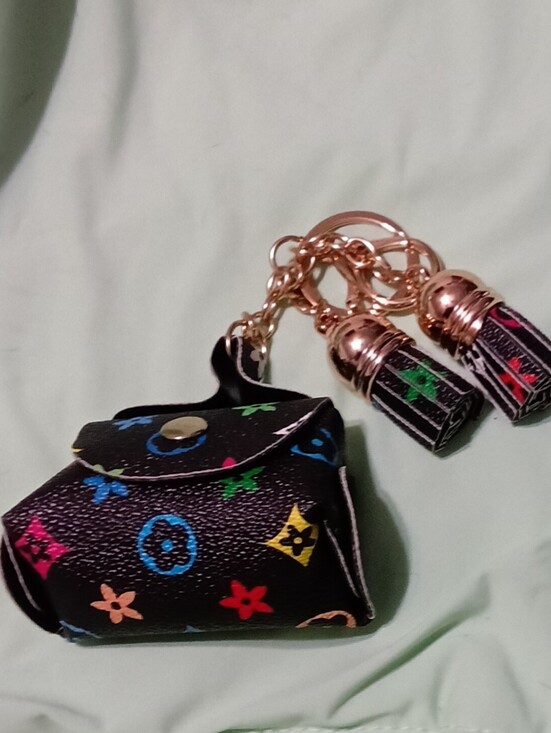 The Unbranded Brand Accessories - Multicolor Monogram Mini Purse Keychain with 2 Tassels Charms